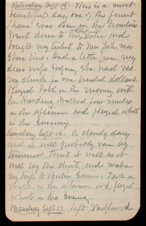 Thomas Lincoln Casey Notebook, September 1888-November 1888, 06, Saturday Sept 15