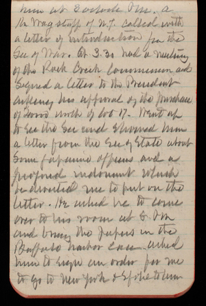 Thomas Lincoln Casey Notebook, February 1893-May 1893, 58, him at 8 o'clock pm