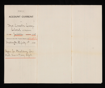 Accounts Current of Thos. Lincoln Casey - June 1885, July 1, 1885