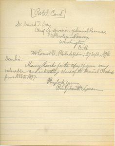 Letter from Benjamin Smith Lyman to David T. Day