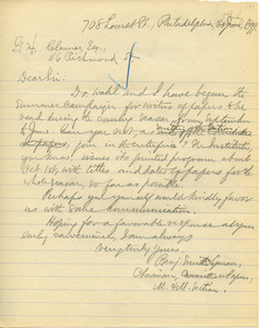Letter from Benjamin Smith Lyman to G.H. Clamer