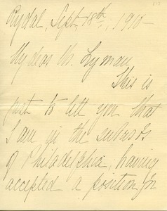 Letter from Daisy Gaujot to Benjamin Smith Lyman