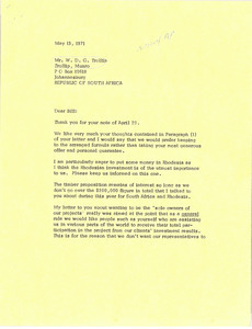 Letter from Mark H. McCormack to W. D. G. Trollip