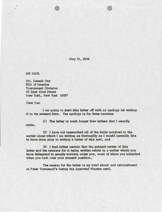 Letter from Mark H. McCormack to Joseph Dey