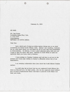 Letter from Mark H. McCormack to Rex Evans