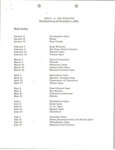 1969 U.S. PGA Schedule and Arnold Palmer U.S. PGA Tour Participation
