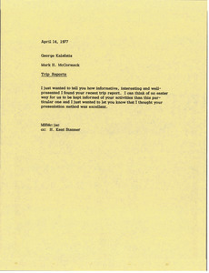 Memorandum from Mark H. McCormack to George Kalafatis