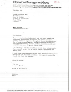 Letter from Mark H. McCormack to Gilbert Irondelle