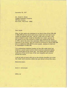 Letter from Mark H. McCormack to David R. Foster