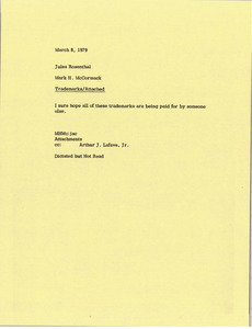 Memorandum from Mark H. McCormack to Jules Rosenthal