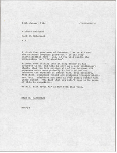 Memorandum from Mark H. McCormack to Michael Halstead