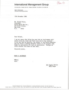 Letter from Mark H. McCormack to Roland Puton