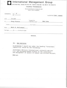 Fax from Mark H. McCormack to Doug Pirnie
