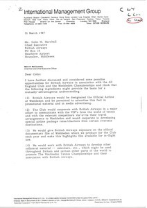 Letter from Mark H. McCormack to Colin M. Marshall