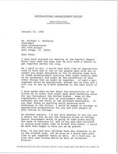 Letter from Mark H. McCormack to Michael L. Stefanos