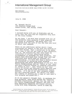 Letter from Mark H. McCormack to Masaaki Morita