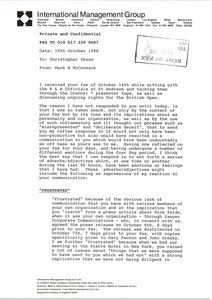 Fax from Mark H. McCormack to Christopher Skase