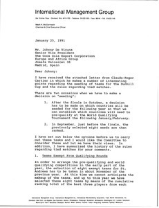 Letter from Mark H. McCormack to Johnny De Vicuna