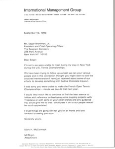 Letter from Mark H. McCormack to Edgar Bronfman