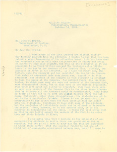 Letter from Harry A. Garfield to John. R. Wright