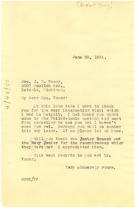 Letter from W. E. B. Du Bois to Beulah Young