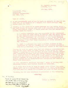 Letter from George S. Oettlé to Carnegie Corporation