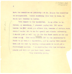Letter from W. E. B. Du Bois to Unknown Recipient [Fragment]