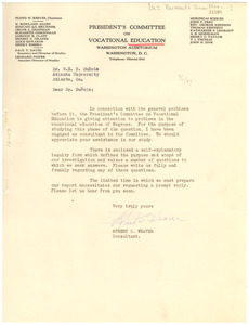 Letter from the President's Committee on Vocational Education to W. E. B. Du Bois