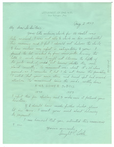 Letter from Dwight R. Little to W. E. B. Du Bois