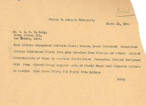 Telegram From Daisy Wilson To W. E. B. Du Bois - Digital Commonwealth