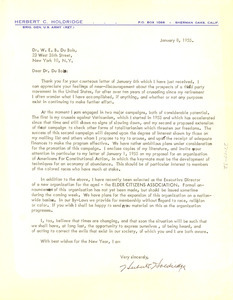 Letter from Robert C. Holdridge to W. E. B. Du Bois