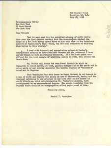 Letter from Muriel I. Symington to the correspondence editor of the New York Post