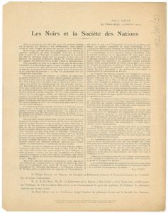 Les Noirs et le Societe des Nations