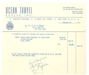 Invoice from Ocean Travel to W. E. B. Du Bois
