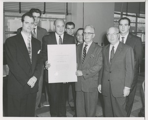 Obrig labatories, inc. accepting the 1958 thumbs up award