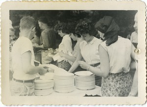 The buffet line at the picnic, Pine Beach