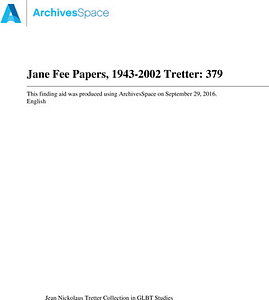 Jane Fee Papers, 1943-2002