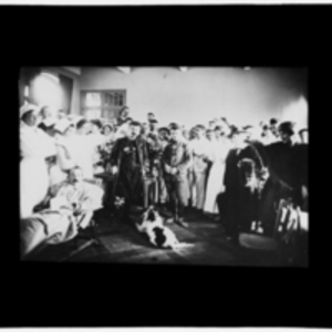 Group photo of a ward, with nurses and patients