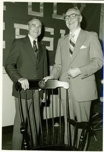 Suffolk University Professor Stanley M. Vogel (CAS) and President Thomas A. Fulham at the 1978 Deans' Reception