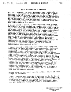 Draft statement on El Salvador with handwritten notes, 7 November 1991