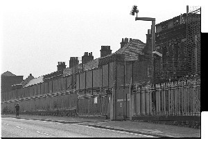 Gusty Spence running past Crumlin Road Jail shortly after his release from prison