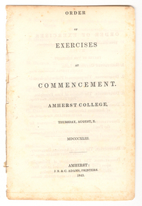 Amherst College Commencement program, 1843 August 10