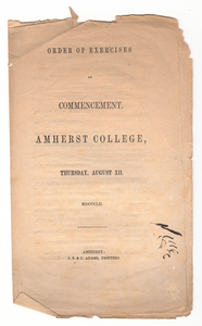 Amherst College Commencement program, 1852 August 12