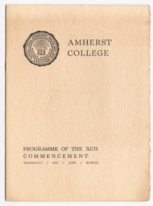 Amherst College Commencement program, 1913 June 25