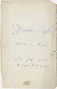 Walt Whitman notation of page location for "Drum-Taps"