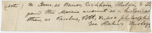 Edward Hitchcock fragment of a note