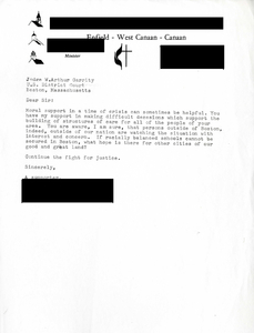 Letter to Judge W. Arthur Garrity, circa 1974