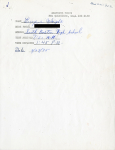 Citywide Coordinating Council daily monitoring report for South Boston High School by Euryne Wright, 1975 September 29