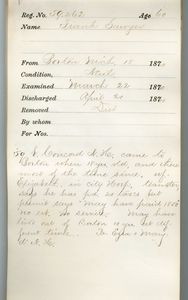 Tewksbury Almshouse Intake Record: Sawyer, Frank