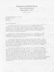 Letter to President Ferdinand E. Marcos